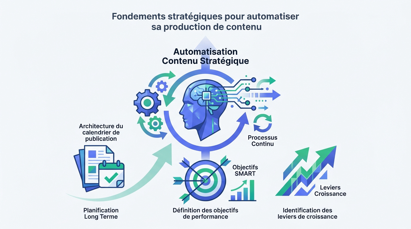 Schéma des leviers de croissance et d'automatisation du contenu numérique
